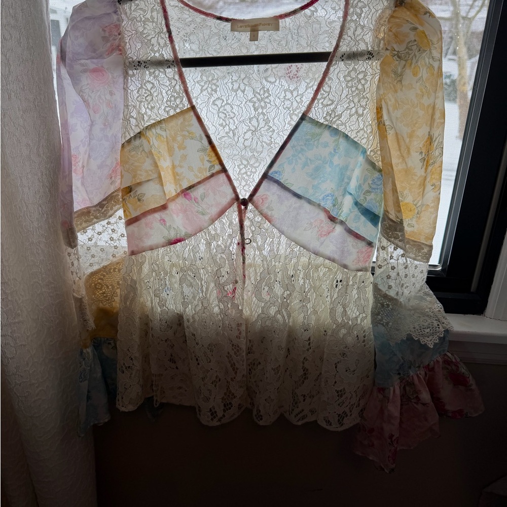 LoveShackFancy Multicolor Lace Blouse - Picture 4 of 7